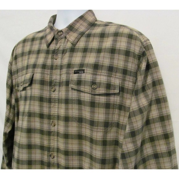 Columbia Mens XL Sportswear Co X.C.O. Green Khaki Plaid Camp Fish Hunt Shirt - Picture 6 of 9